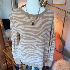Zebra Print Beige Sweater